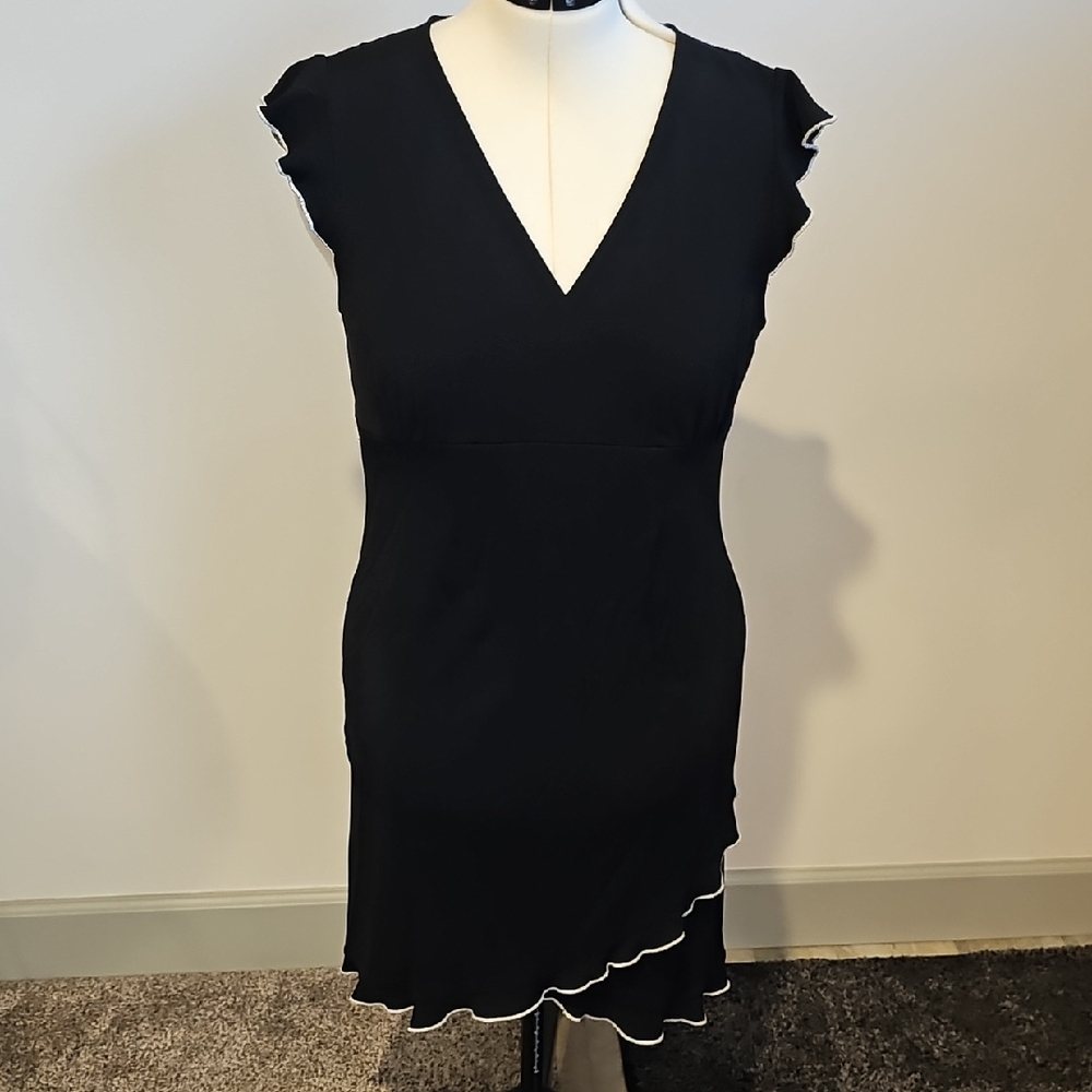 Mimi Maternity Black Asymmetrical Dress with Ruffle Trim